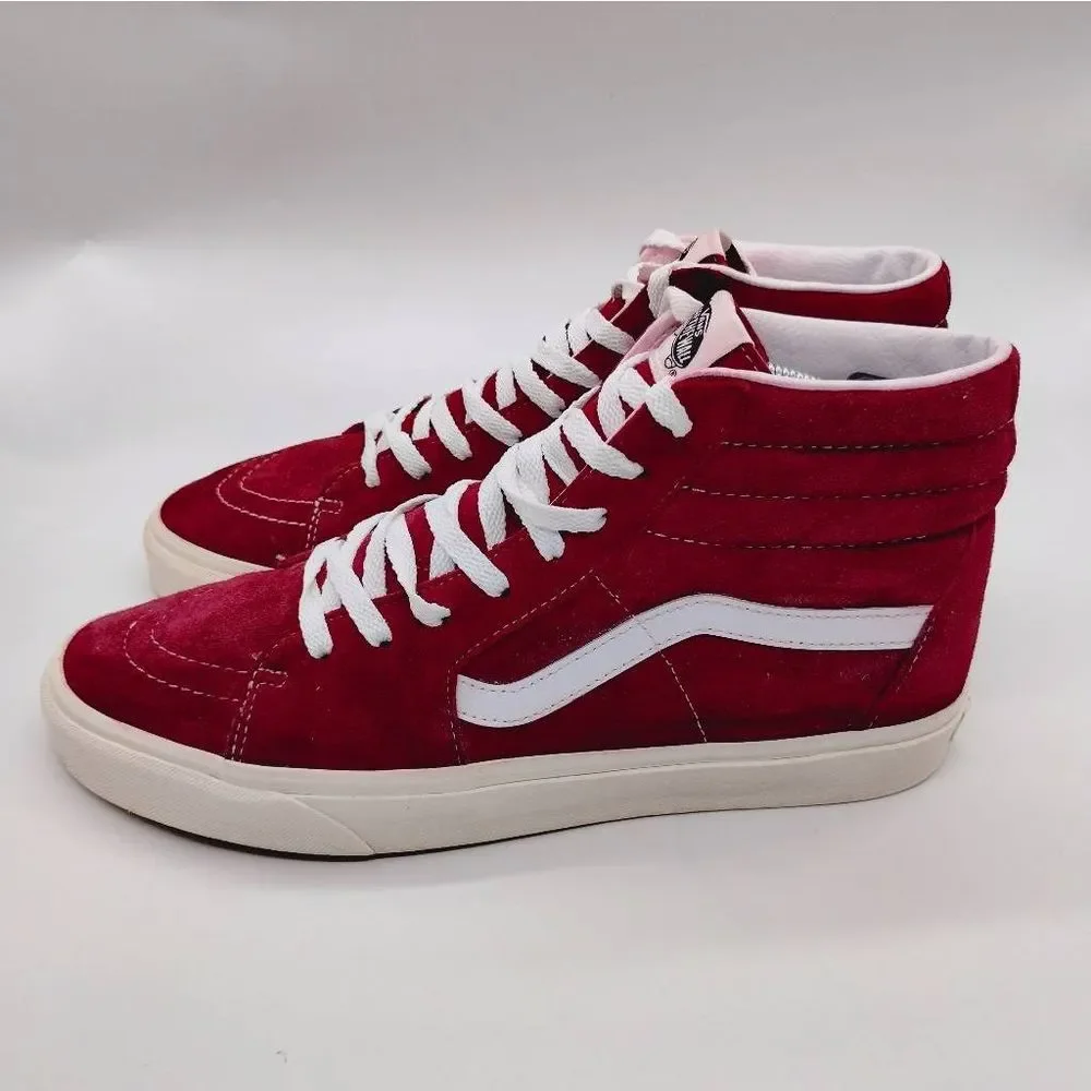 Vans Sk-8 Hi Dark Red Suede Skateboarding Sneakers Mens Size 12 Casual Shoes